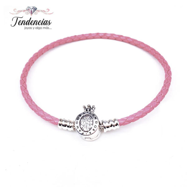 Pulsera Cuero Rosado - Corona